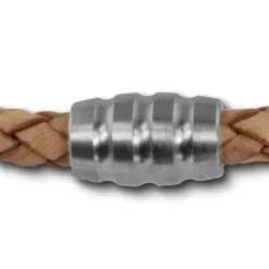 SilberDream Leder Armband 5mm natur 22cm Edelstahl Verschluss LAB0722