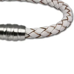 SilberDream Leder Armband weiß 22cm mit Edelstahl Verschluss LS1523