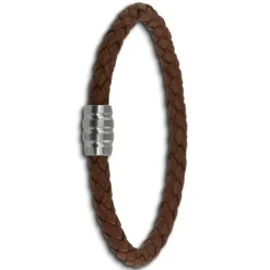 SilberDream Leder Armband 5mm braun 22cm Edelstahl Verschluss LAB0222