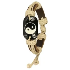 SilberDream Leder Armband braun Ying Yang Surferarmband LA3196B