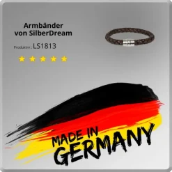 SilberDream Leder Armband braun mit Edelstahl Verschluss LS1813