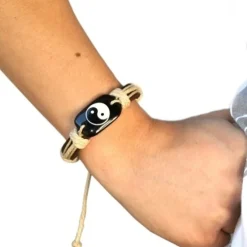 SilberDream Leder Armband braun Ying Yang Surferarmband LA3196B