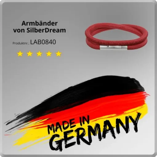 SilberDream Leder Armband doppelt 40cm fuchsia Edelstahlverschluss LAB0840
