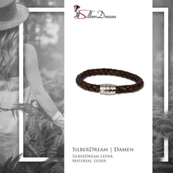 SilberDream Leder Armband braun mit Edelstahl Verschluss LS1813