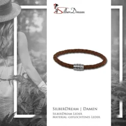 SilberDream Leder Armband 5mm braun 22cm Edelstahl Verschluss LAB0222