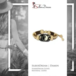 SilberDream Leder Armband braun Ying Yang Surferarmband LA3196B