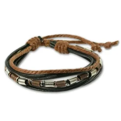 SilberDream Lederarmband schwarz Surfarmband Leder Armband LA1237S