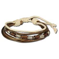 SilberDream Lederarmband metallic braun Surferarmband Armband LA1237F