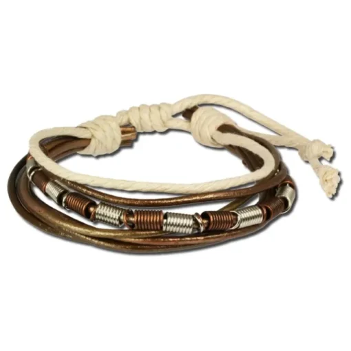 SilberDream Lederarmband metallic braun Surferarmband Armband LA1237F