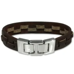 SilberDream Lederarmband braun Leder Edelstahl Armband LAP002B