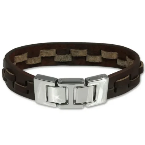 SilberDream Lederarmband braun Leder Edelstahl Armband LAP002B