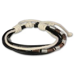 SilberDream Lederarmband schwarz Surferarmband Kordel-Armband LA1237W