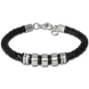 SilberDream Lederarmband Edelstahl Beads schwarz Leder Armband LAP006S