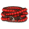 SilberDream Lederarmband Glas Kugel rot Damen Armband LA2624R