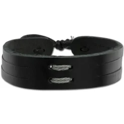 SilberDream Lederarmband unisex schwarz Knotenverschluss Armband LAP534S