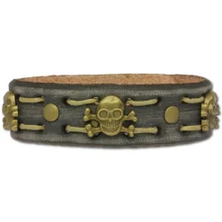 SilberDream Lederarmband grau Herren Leder Armband Totenkopf LA5351B