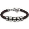 SilberDream Lederarmband Edelstahl Beads braun Leder Armband LAP006B