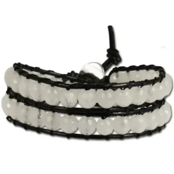 SilberDream Lederarmband Achat weiß Damen Leder Armband LAN007