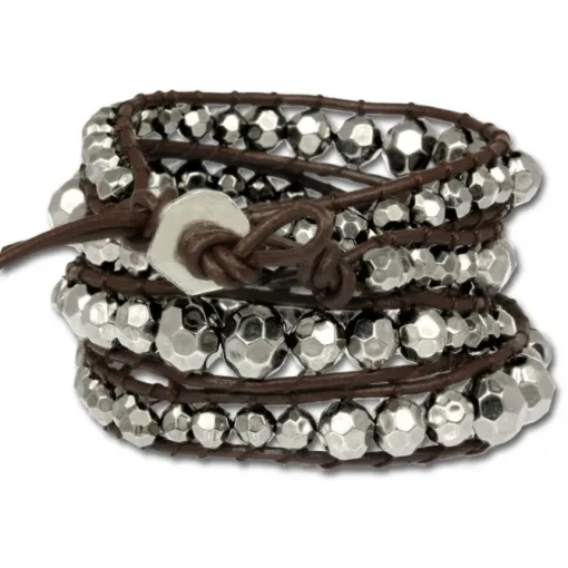 SilberDream Lederarmband Metallperle silber Damen Leder Band LA2917W
