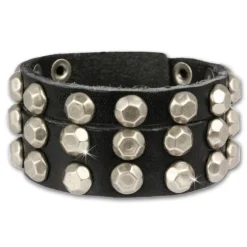 SilberDream Lederarmband Nieten Mann schwarz Leder Armband LAP128S