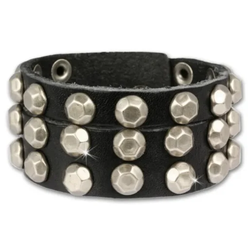 SilberDream Lederarmband Nieten Mann schwarz Leder Armband LAP128S