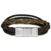 SilberDream Lederarmband braun Zierkordeln Leder Stahl Armband LAP001B