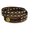 SilberDream Lederarmband Jeansstyle braun grau Leder Armband LAP511B