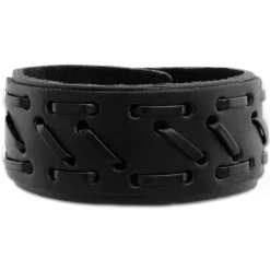 SilberDream Lederarmband schwarz Zierband Leder Armband LA5656S