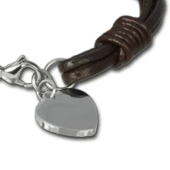 SilberDream Lederarmband Edelstahl Herz braun Leder Armband LAP005B