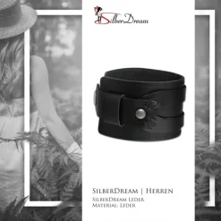 SilberDream Lederarmband Antik in schwarz Herren Leder Armband LA4293S