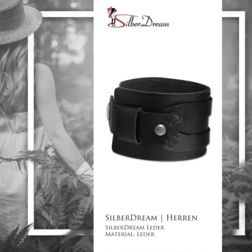 SilberDream Lederarmband Antik in schwarz Herren Leder Armband LA4293S