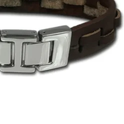 SilberDream Lederarmband braun Leder Edelstahl Armband LAP002B