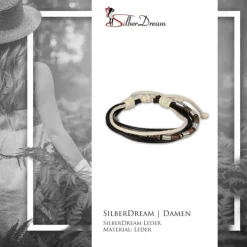 SilberDream Lederarmband schwarz Surferarmband Kordel-Armband LA1237W