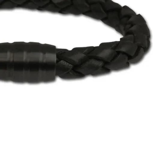 SilberDream Lederarmband schwarz Edelstahlverschluss geschwärzt LS4802