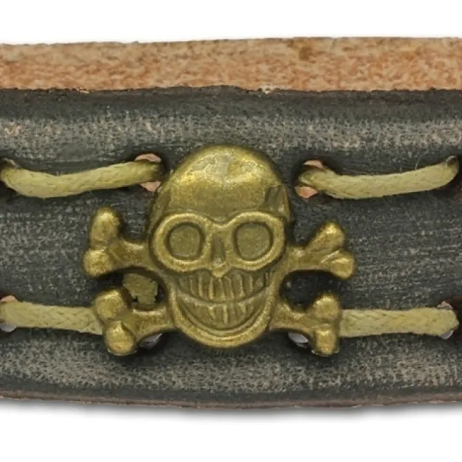 SilberDream Lederarmband grau Herren Leder Armband Totenkopf LA5351B