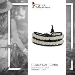 SilberDream Lederarmband Achat weiß Damen Leder Armband LAN007