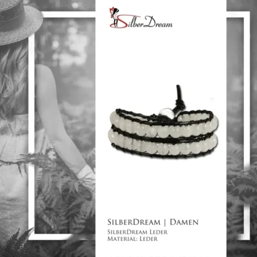 SilberDream Lederarmband Achat weiß Damen Leder Armband LAN007