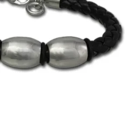 SilberDream Lederarmband Edelstahl Perle schwarz Leder Armband LAP007S