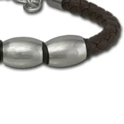 SilberDream Lederarmband Edelstahl Perle braun Leder Armband LAP007B