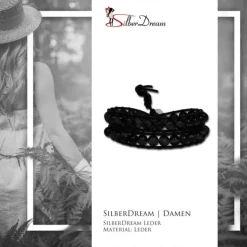 SilberDream Lederarmband Achat schwarz Damen Leder Armband LAN011