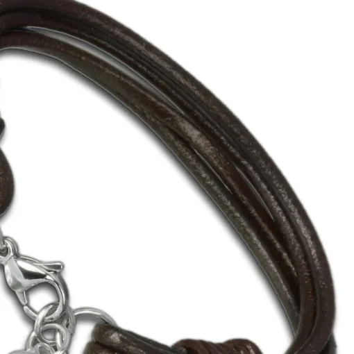 SilberDream Lederarmband Edelstahl Herz braun Leder Armband LAP005B