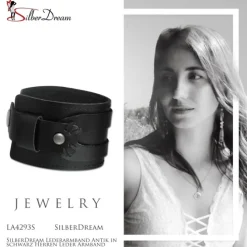 SilberDream Lederarmband Antik in schwarz Herren Leder Armband LA4293S