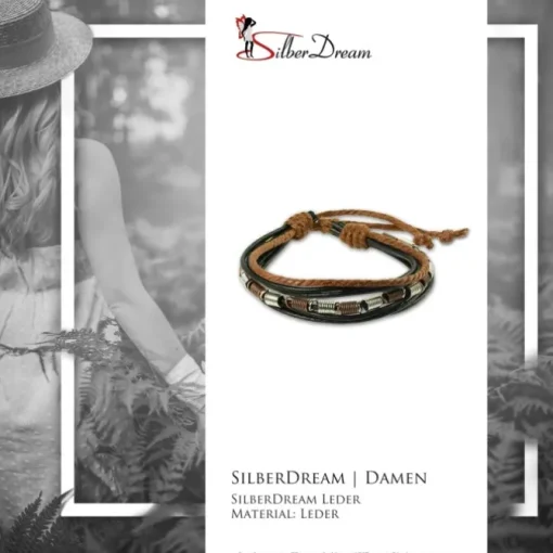 SilberDream Lederarmband schwarz Surfarmband Leder Armband LA1237S