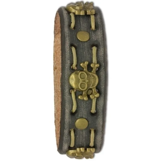 SilberDream Lederarmband grau Herren Leder Armband Totenkopf LA5351B