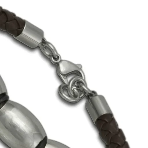 SilberDream Lederarmband Edelstahl Perle braun Leder Armband LAP007B
