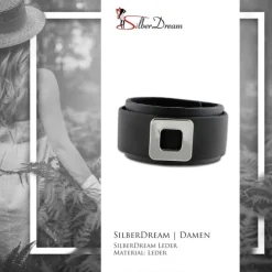 SilberDream Lederarmband Unisex schwarz Stahl-Lederarmband LA6046S