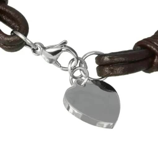 SilberDream Lederarmband Edelstahl Herz braun Leder Armband LAP005B