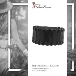 SilberDream Lederarmband Riemchen schwarz Damen Armband LA0025S