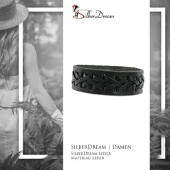 SilberDream Lederarmband schwarz Kreuzband Leder Armband LA5654S