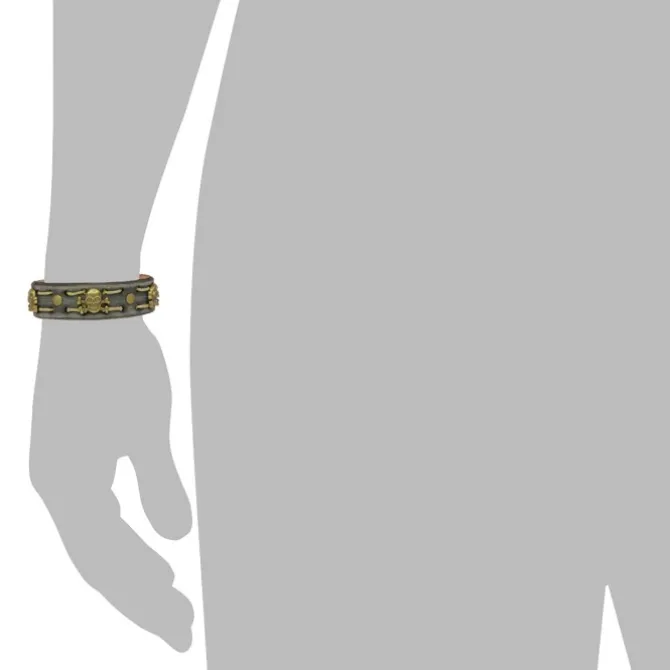 SilberDream Lederarmband grau Herren Leder Armband Totenkopf LA5351B